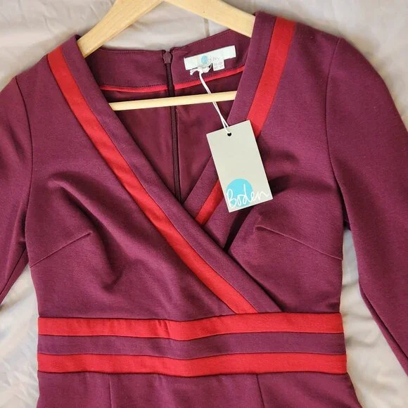 Boden NWT Petite Mulled Wine Nellie Ponte V-Neck Wrap Dress - Picture 12 of 15